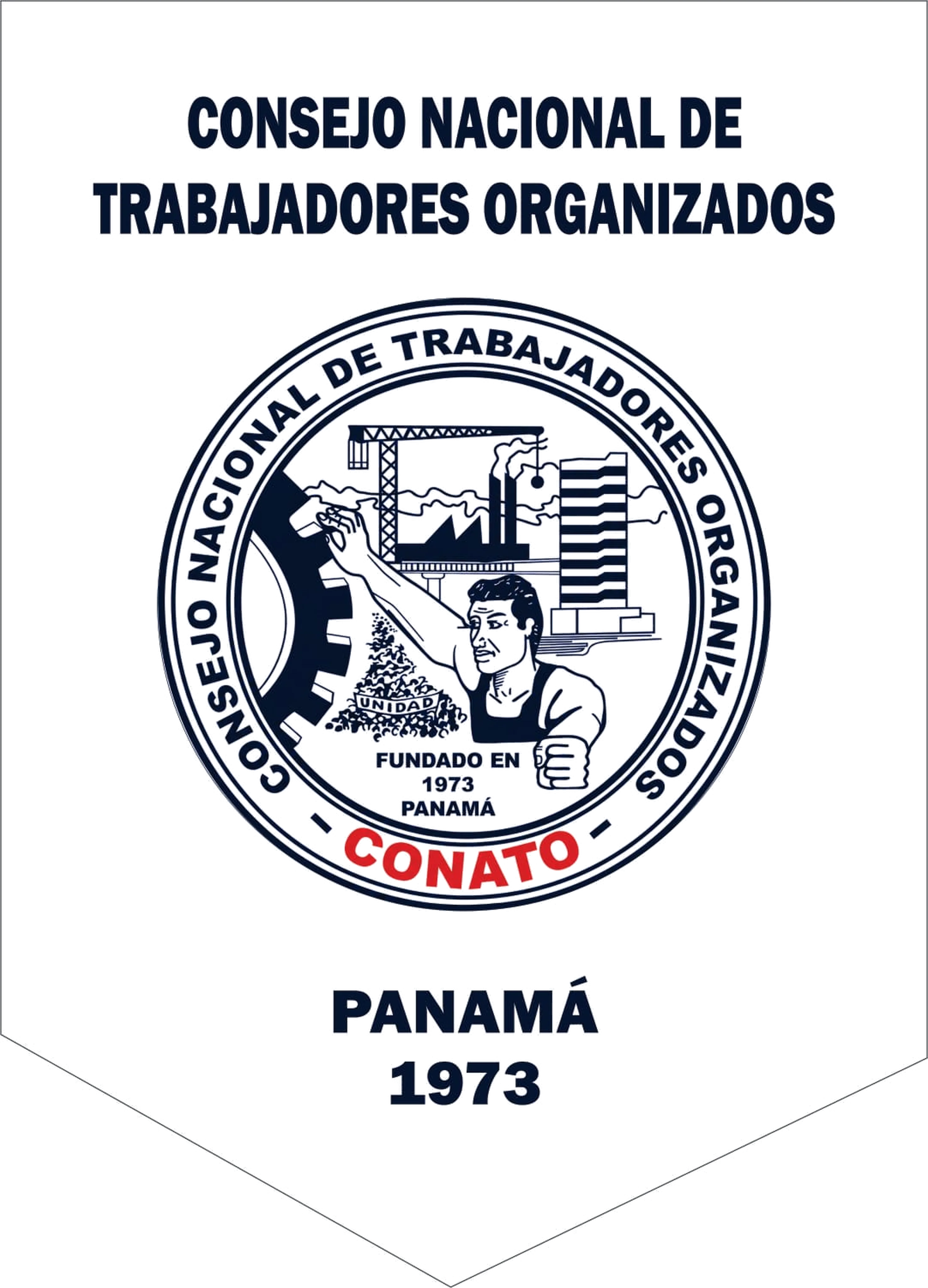 Estandarte del CONATO en azul y blanco.